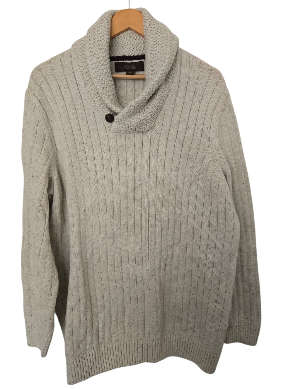 Tasso Elba Shawl Collar Sweater Men’s XLT Tall Oatmeal Knit Button Pullover
